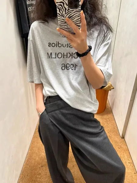 Acne Studios Stockholm 1996 Logo T-Shirt Black and Gray - 3