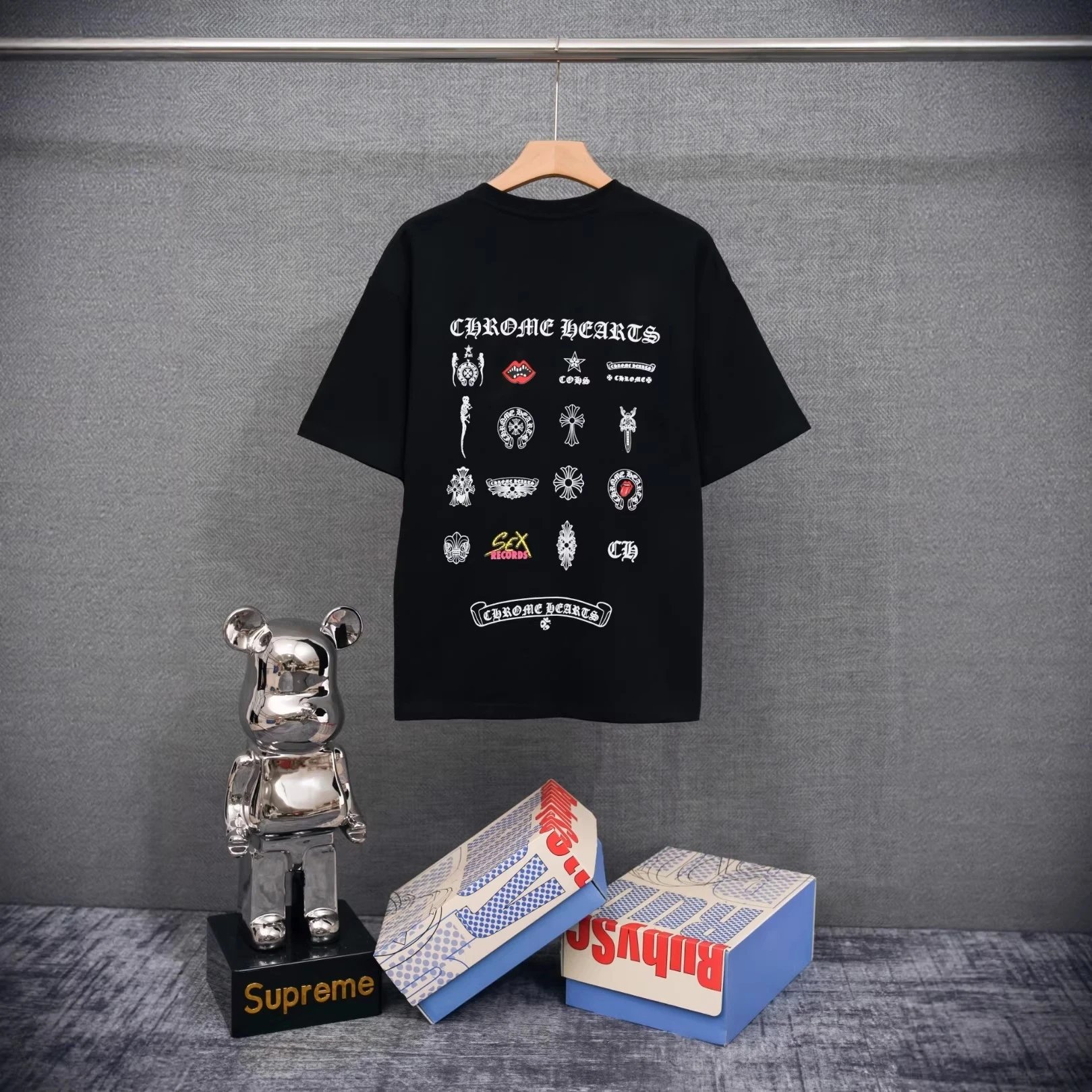 CH Correct Version 2026 Summer Hit Cross Horseshoe Print Short Sleeve Pure Cotton T-Shirt