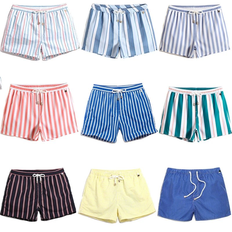 Trendy Striped Board Shorts Quick-Dry Swim Trunks