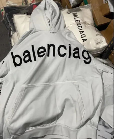Balenciaga Logo Hoodie White - 1