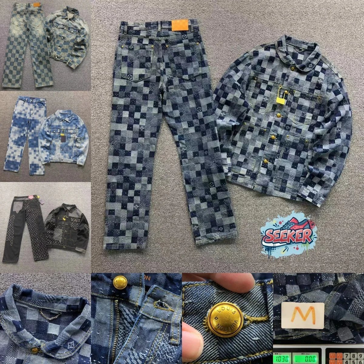 Louis Vuitton Damier Denim Jacket and Jeans Set