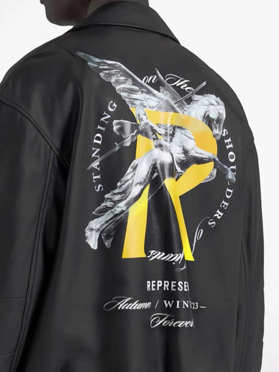Represent Leather Jacket Black - Gallery Image 3 - Detailed View