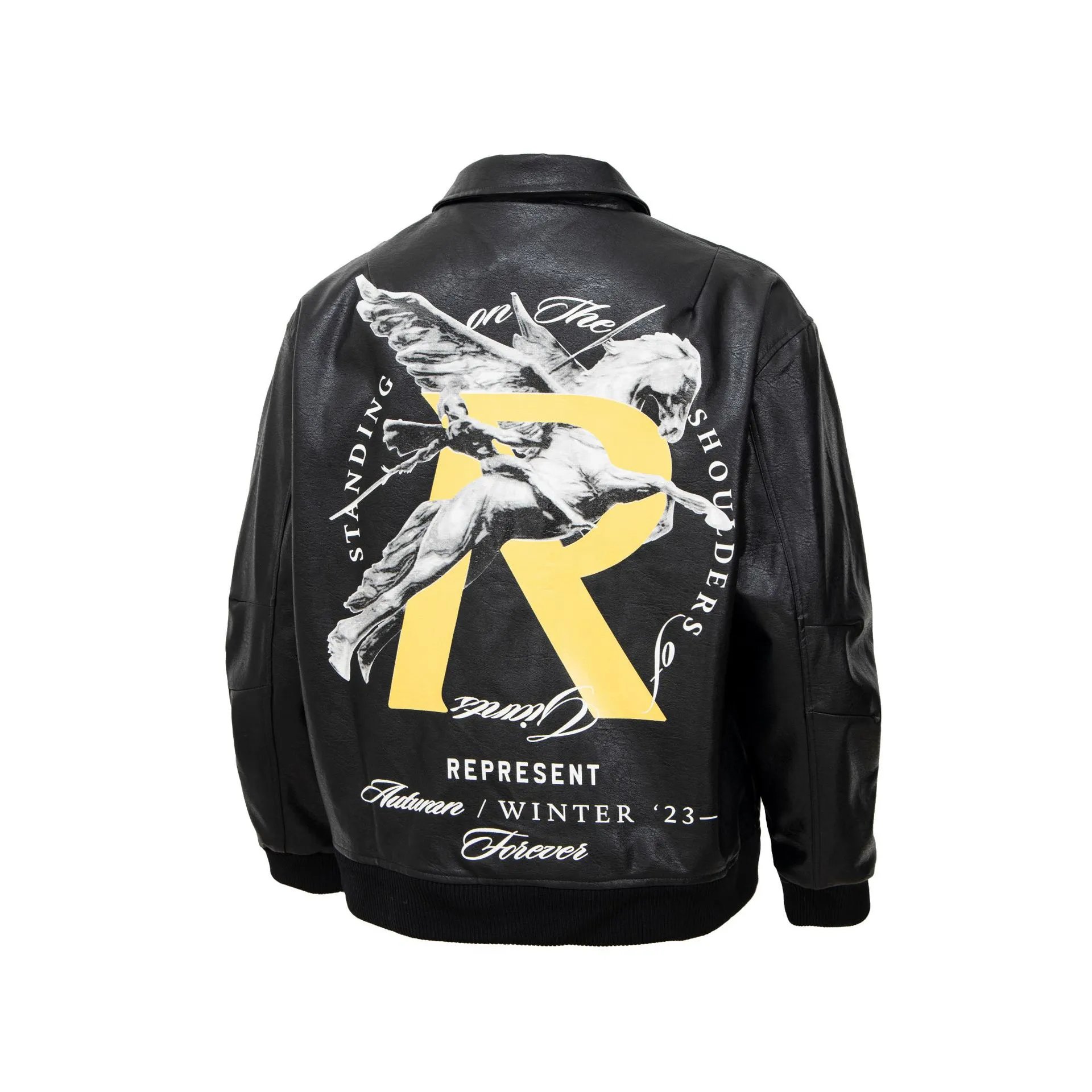 Represent Leather Jacket Black - Gallery Image 5 - Detailed View