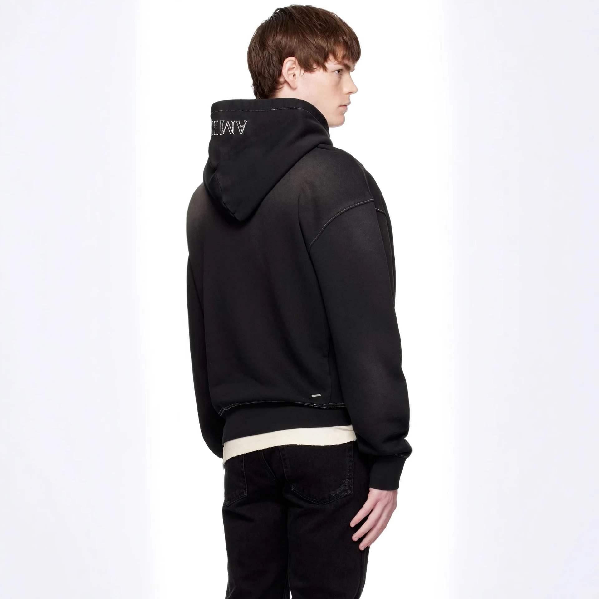 Amiri Vintage Wash Hoodie Black - Gallery Image 3 - Detailed View