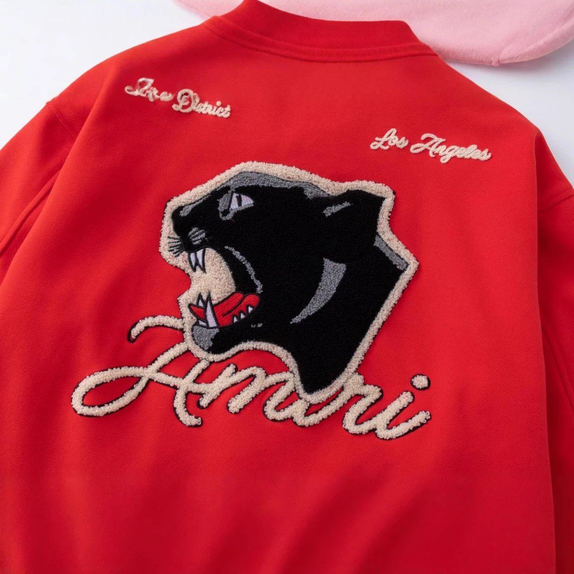 Amiri Panther Embroidery Varsity Jacket Red - Gallery Image 2 - Detailed View