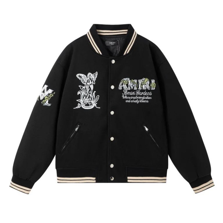 Amiri Goddess Letter Wool Varsity Jacket Multicolor - Gallery Image 4 - Detailed View