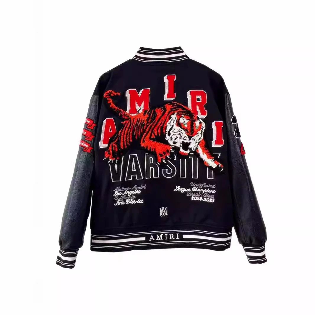Amiri Varsity Jacket Tiger Embroidery Multi - Gallery Image 4 - Detailed View