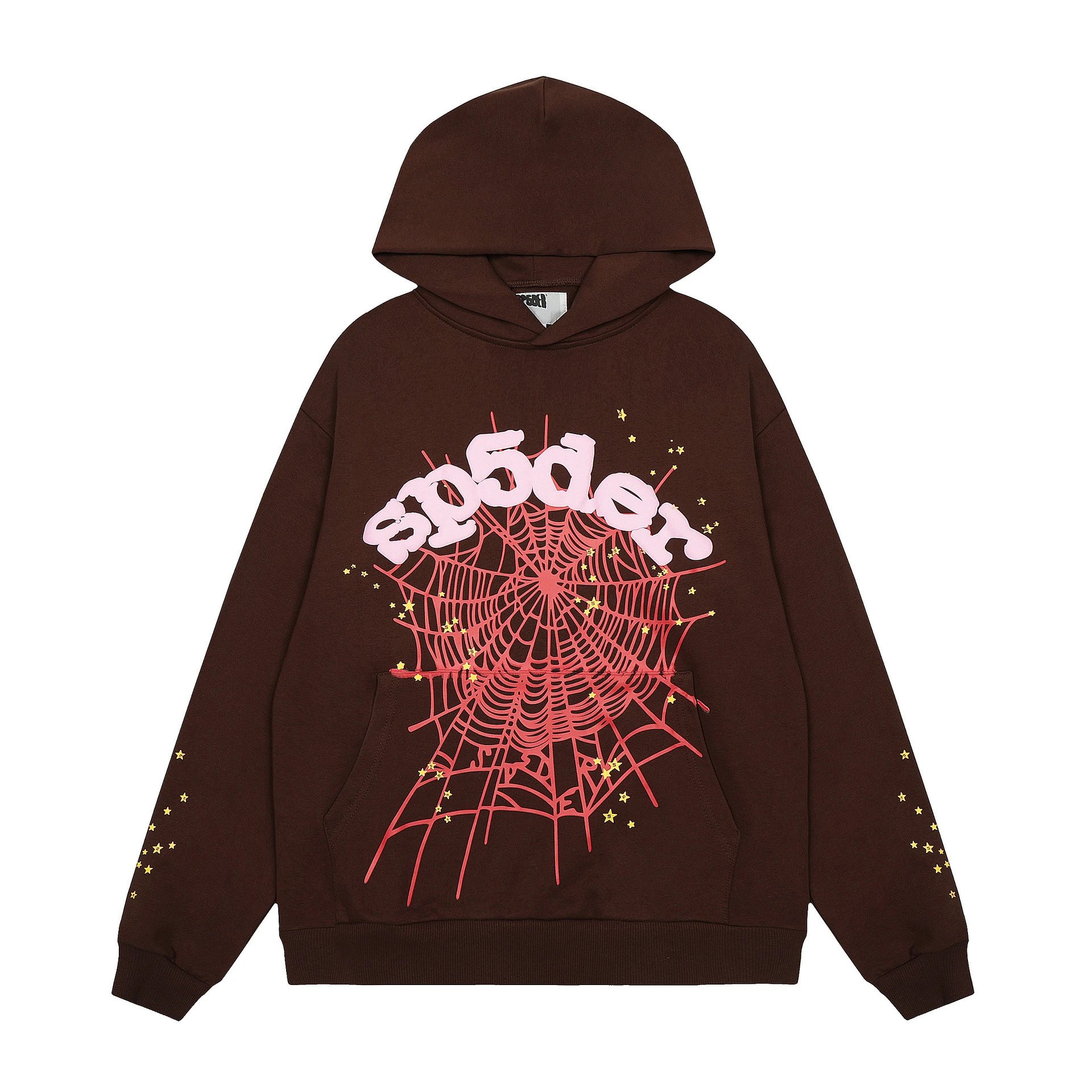 Street Style Spider Web Hoodie Set Mocha - Sp5der - Cnfans - $34.84