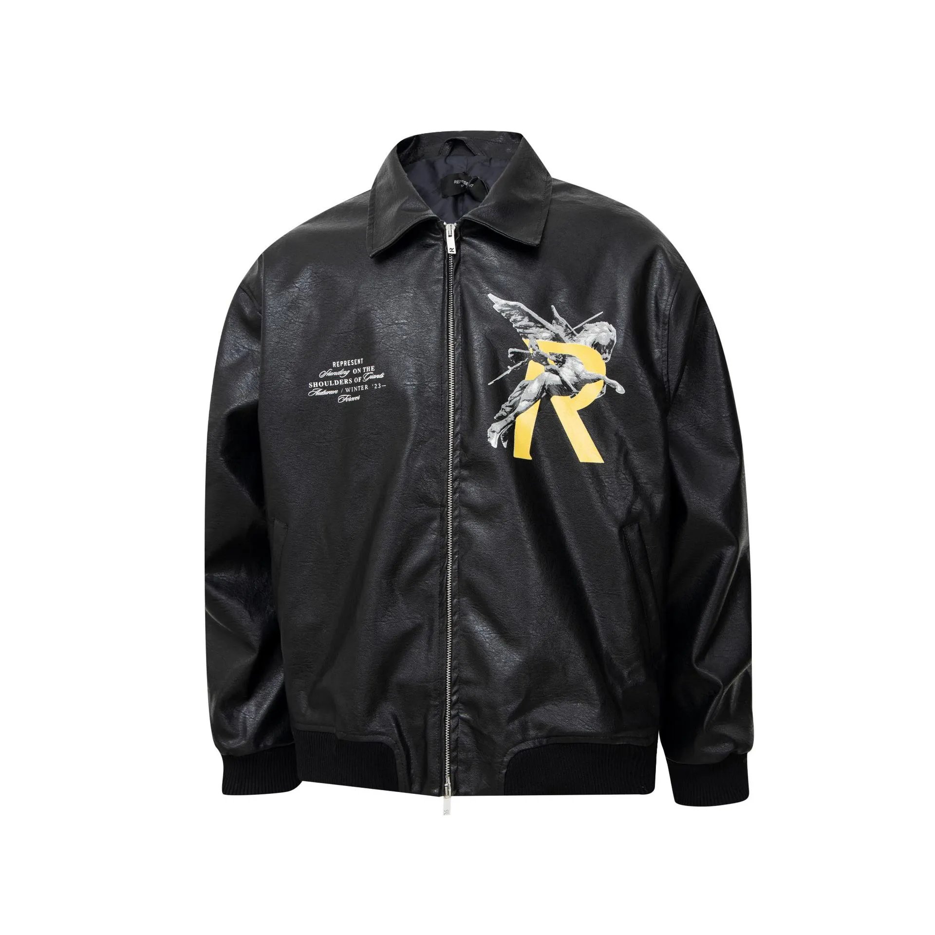 Represent Leather Jacket Black - Gallery Image 4 - Detailed View
