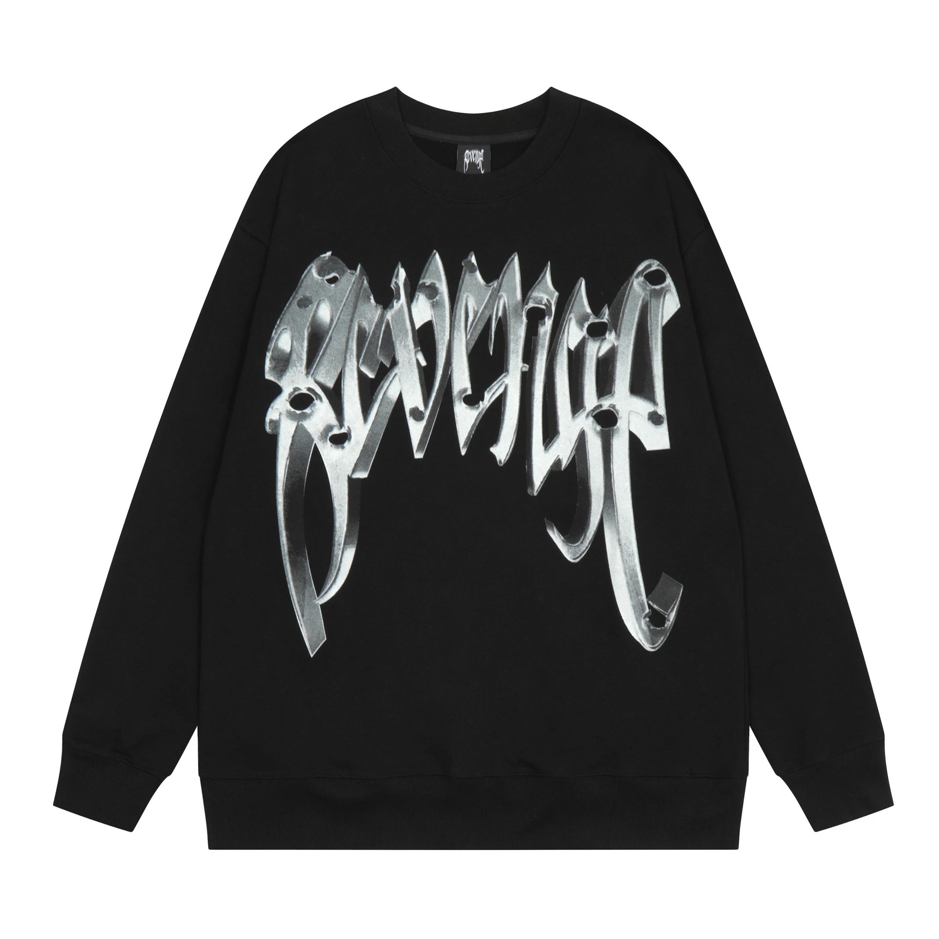 Gothic Skull Metal Graphic Sweatshirt Onyx Black - Revenge - Cnfans - $30.00