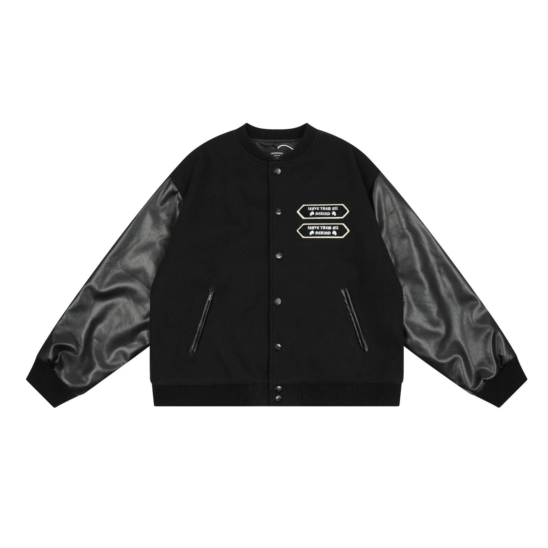 Represent Leather Sleeve Varsity Jacket - Gallery Image 2 - Detailed View