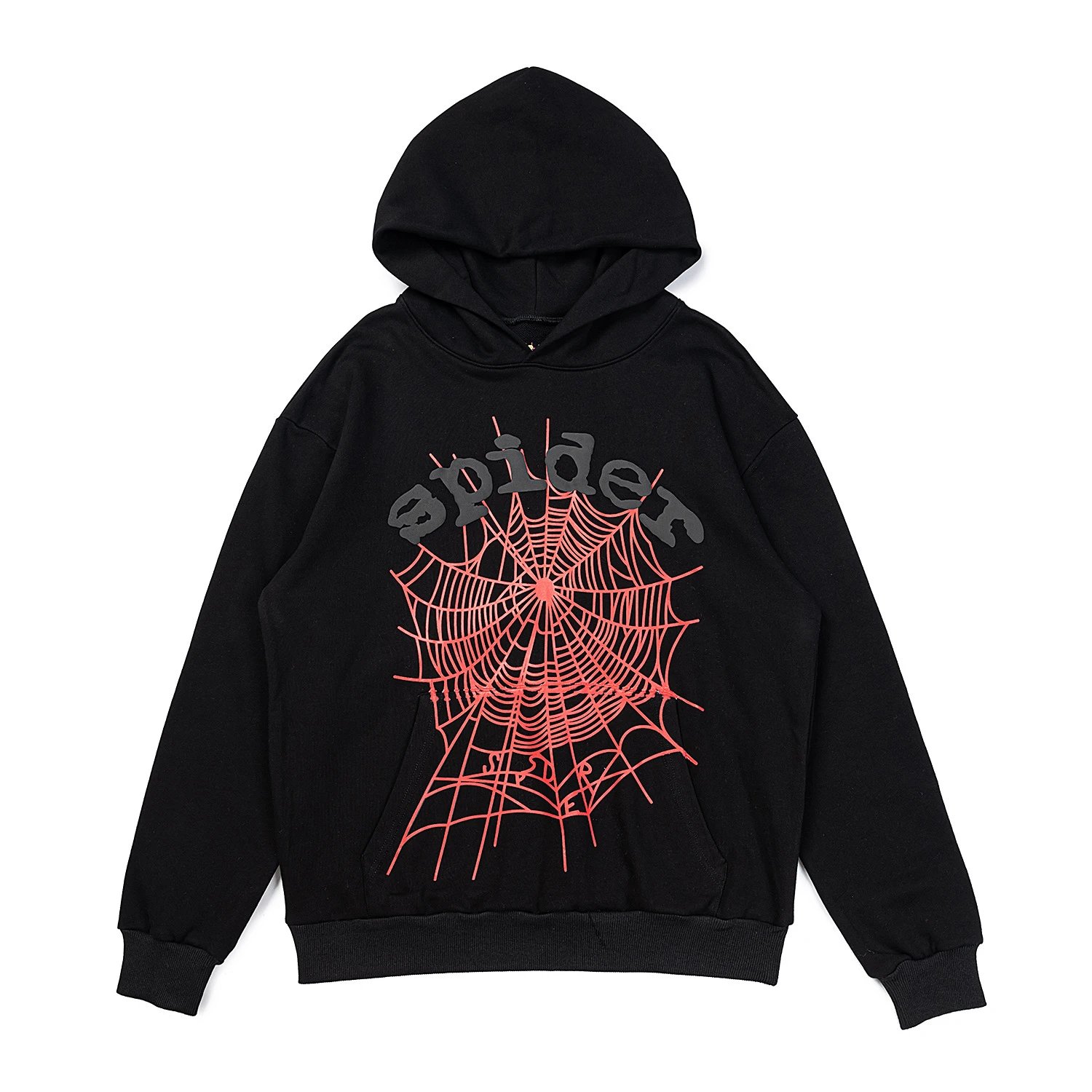 Streetwear Spiderweb Hoodie Ebony - Sp5der - Cnfans - $36.45