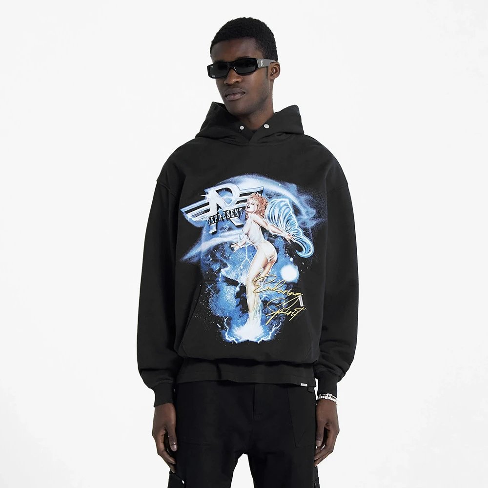 Represent Retro Art Hoodie Black - Gallery Image 2 - Detailed View