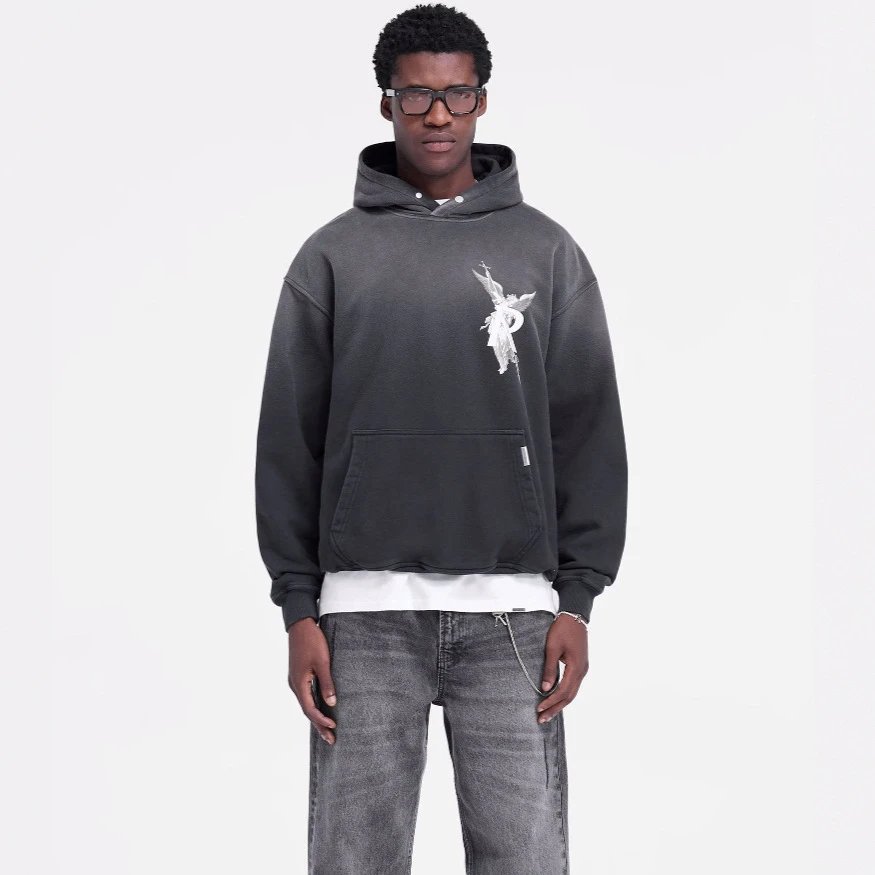 REPRESENT Angel Graphic Hoodie in Black - Gallery Image 2 - Detailed View