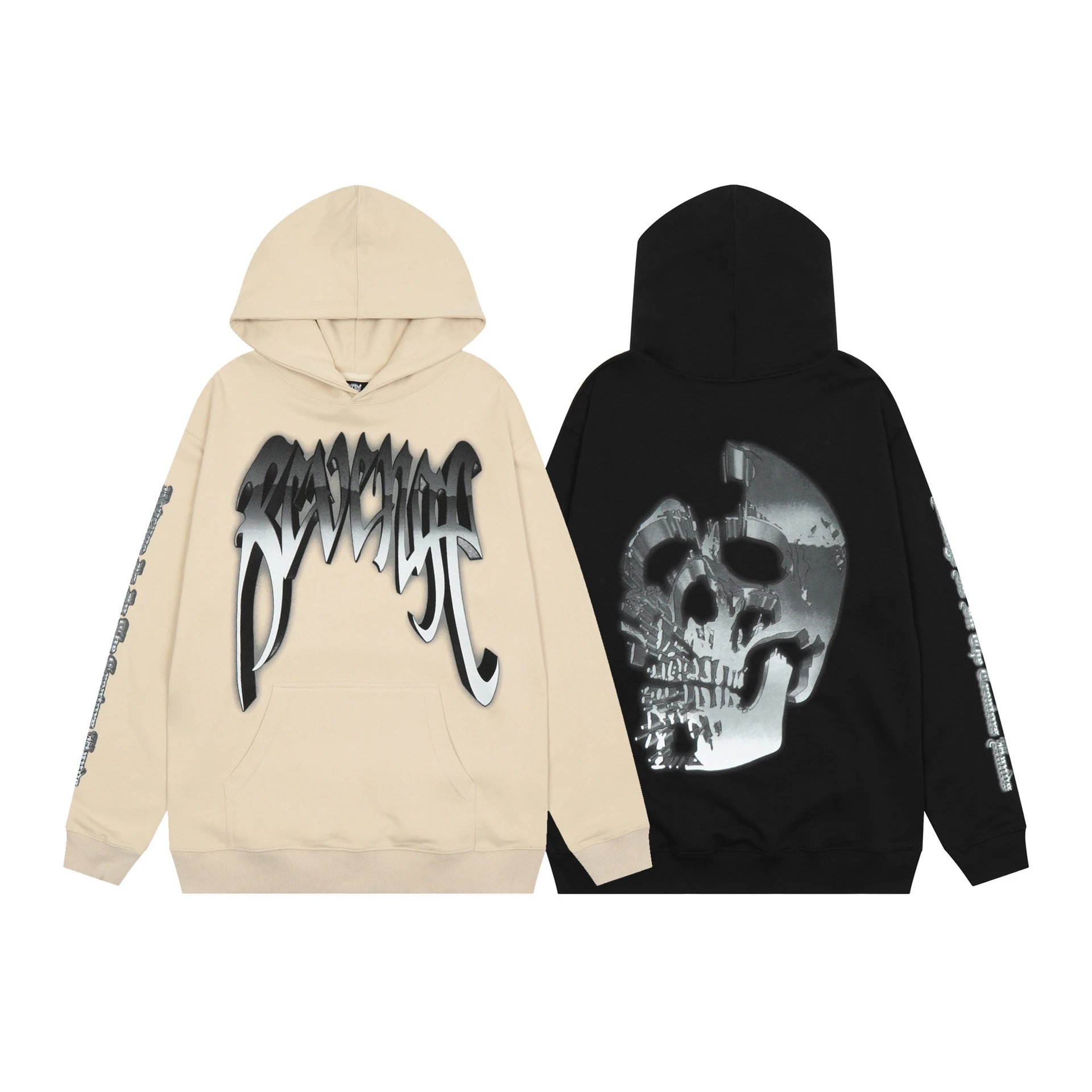 Gothic Skull Metal Hoodie Black - Gallery Image 2 - Detailed View