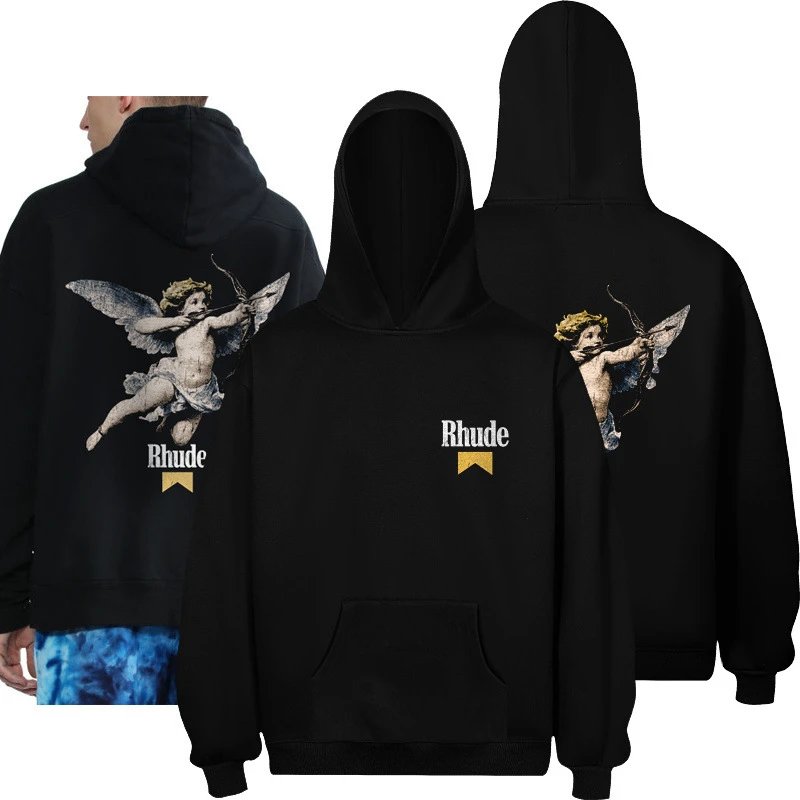 Rhude Graphic Logo Hoodie Black - Gallery Image 2 - Detailed View