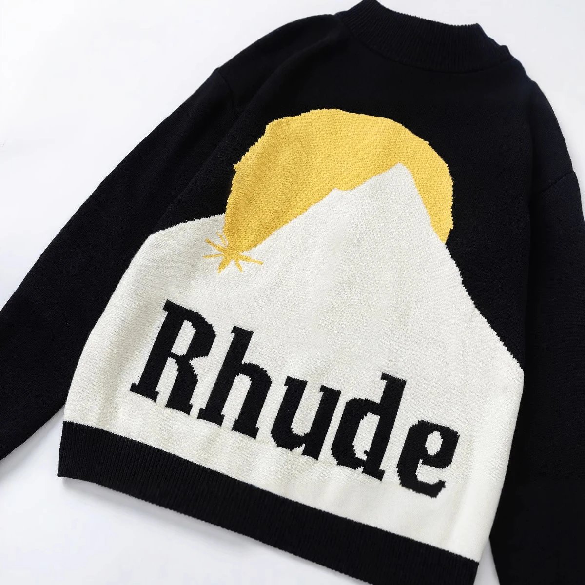 Rhude Sunset Knit Hoodie Black - Gallery Image 2 - Detailed View