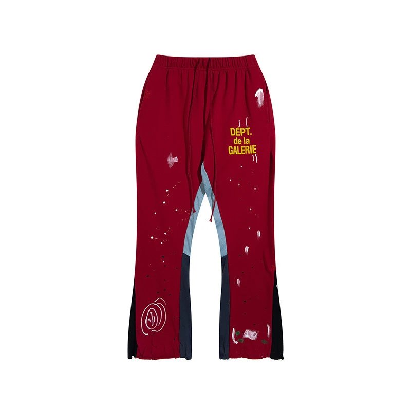 Graffiti Patchwork Joggers Crimson Red - Gallery Dept - Cnfans - $35.16