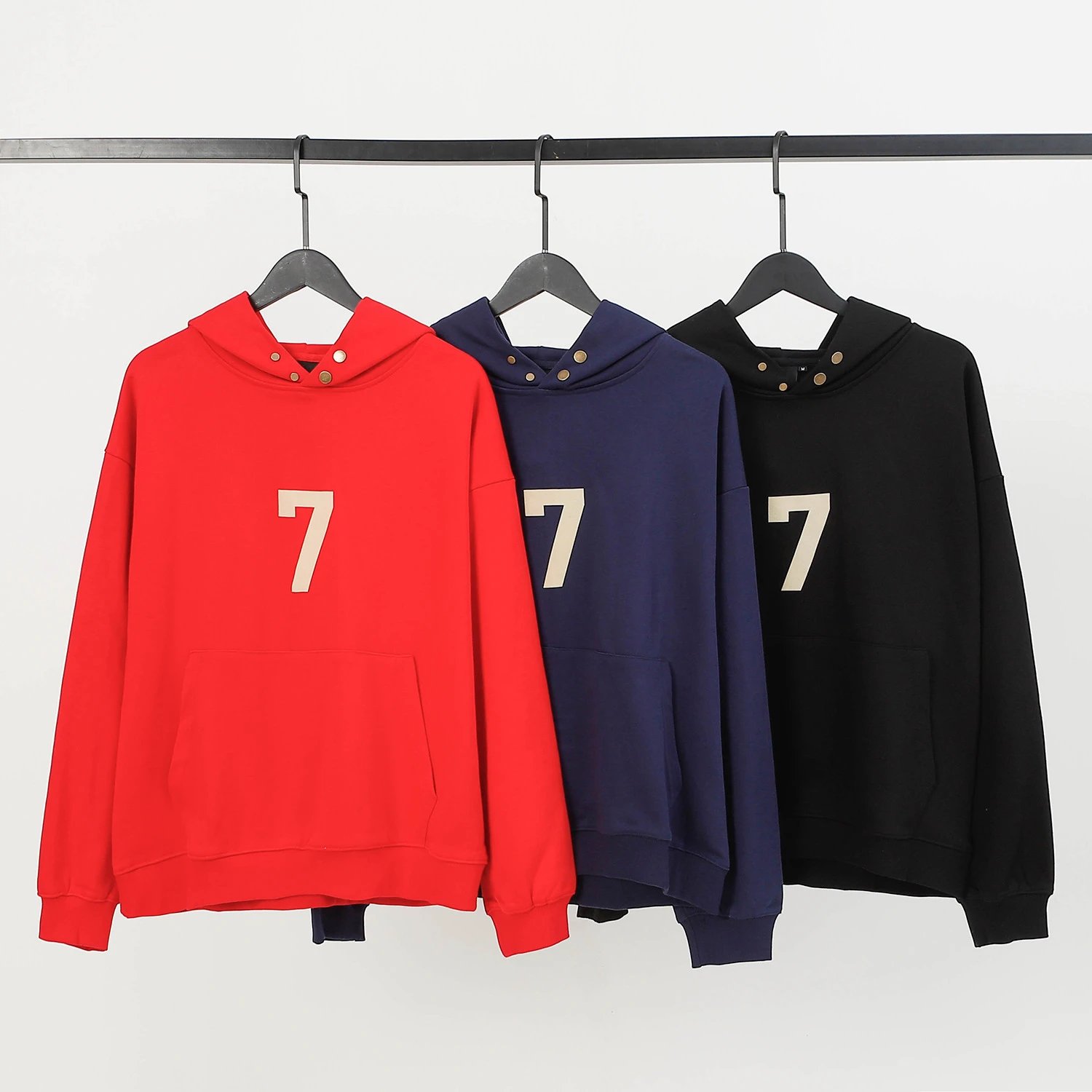 Oversized Fleece Graphic Number 7 Hoodie Unisex Midnight Navy - Gallery Image 1 - Detailed View