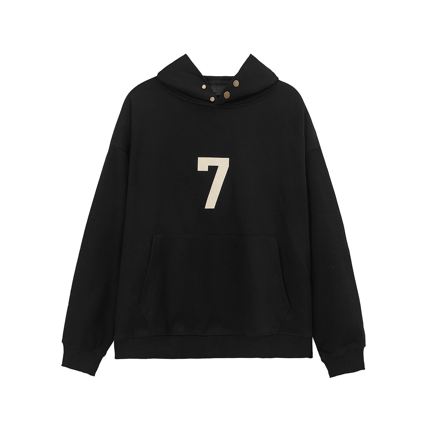 Oversized Fleece Graphic Number 7 Hoodie Unisex Midnight Navy - Gallery Image 2 - Detailed View