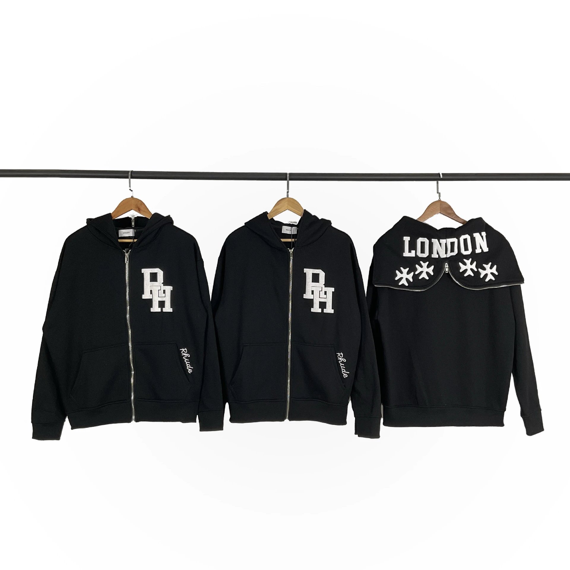Rhude Zip Hoodie Black - High Quality Product Image - Cnfans