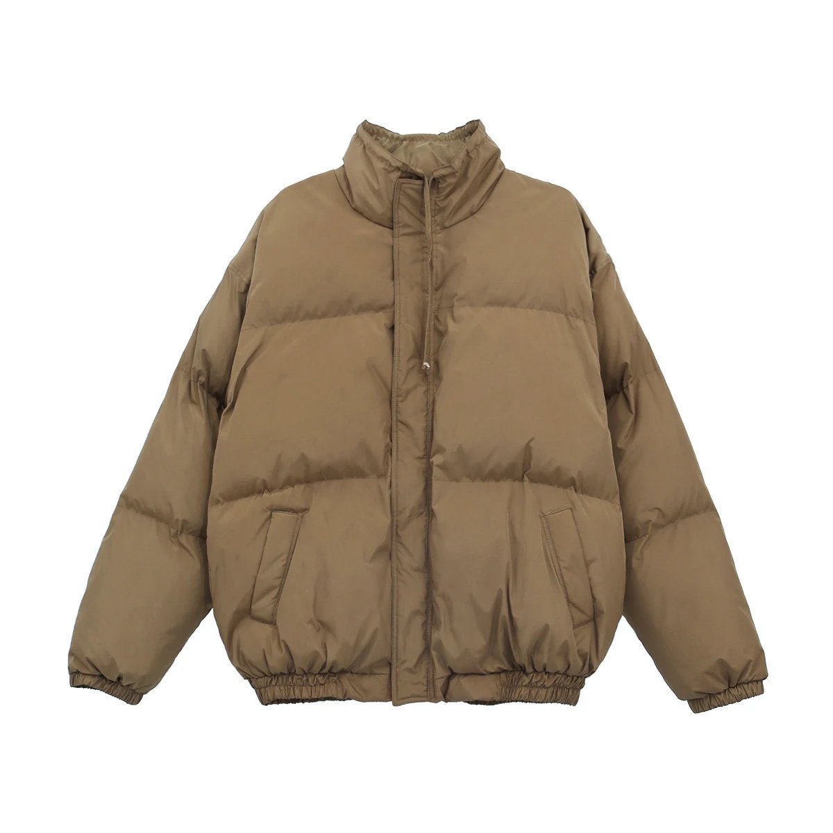 Unisex Winter Puffer Jacket High Neck Khaki Brown - Related Product - Cnfans