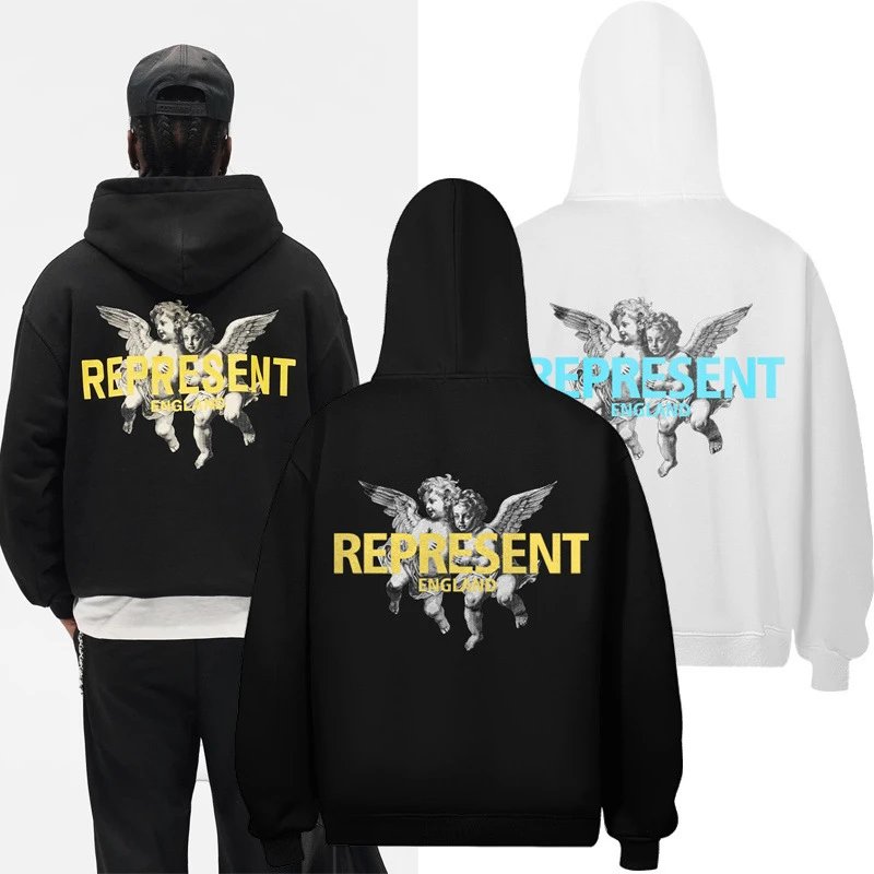 Represent Graphic Washed Hoodie Black - Gallery Image 3 - Detailed View