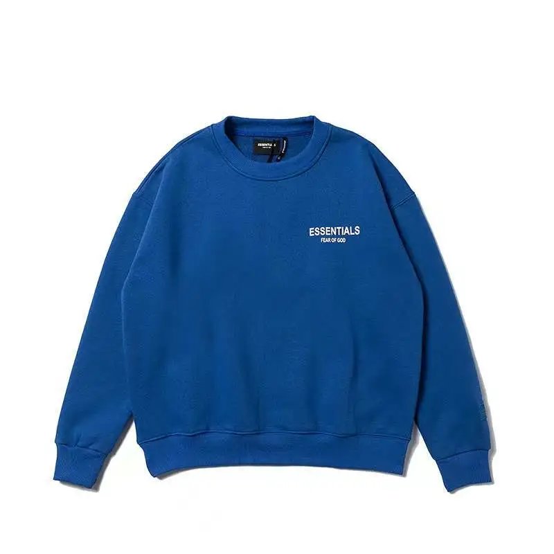 Streetwear Pullover Hoodie Casual Unisex Cotton Royal Blue - Gallery Image 4 - Detailed View