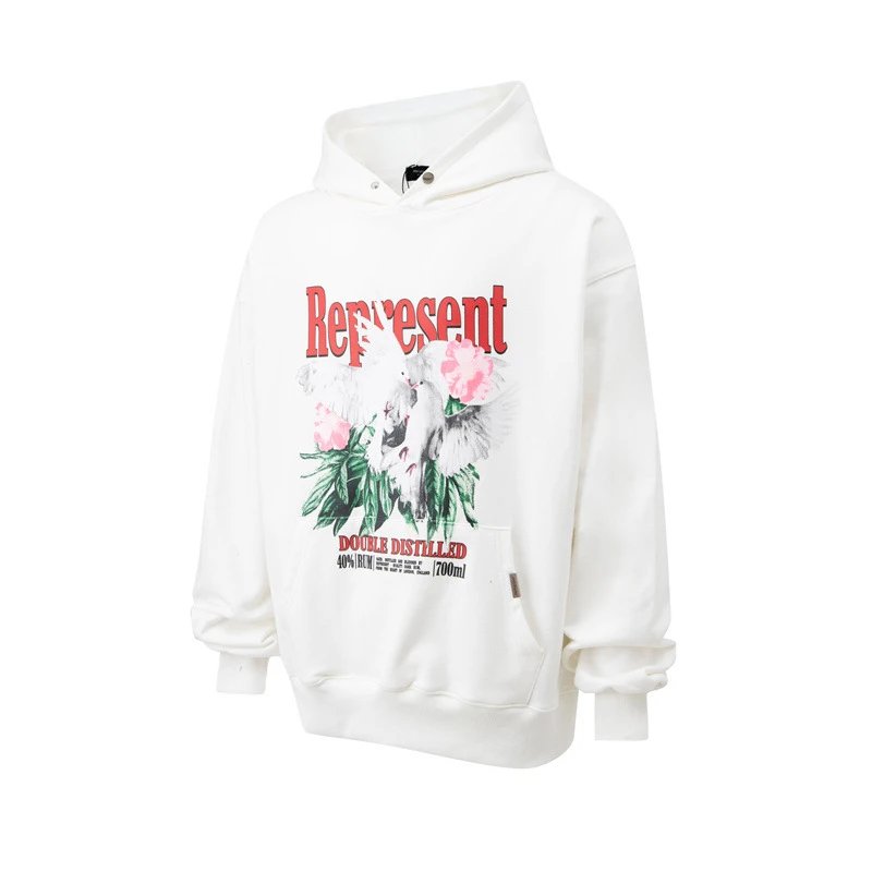 Represent Peace Dove Hoodie Black/White - Gallery Image 4 - Detailed View