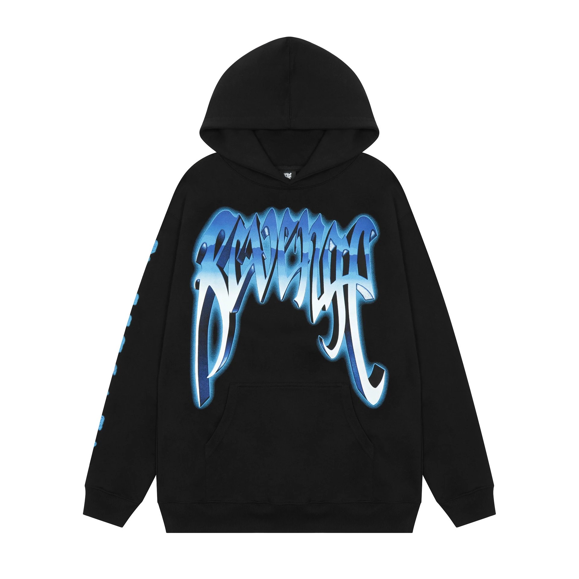 Vintage Skull Graphic Hoodie Midnight Black - Revenge - Cnfans - $35.48