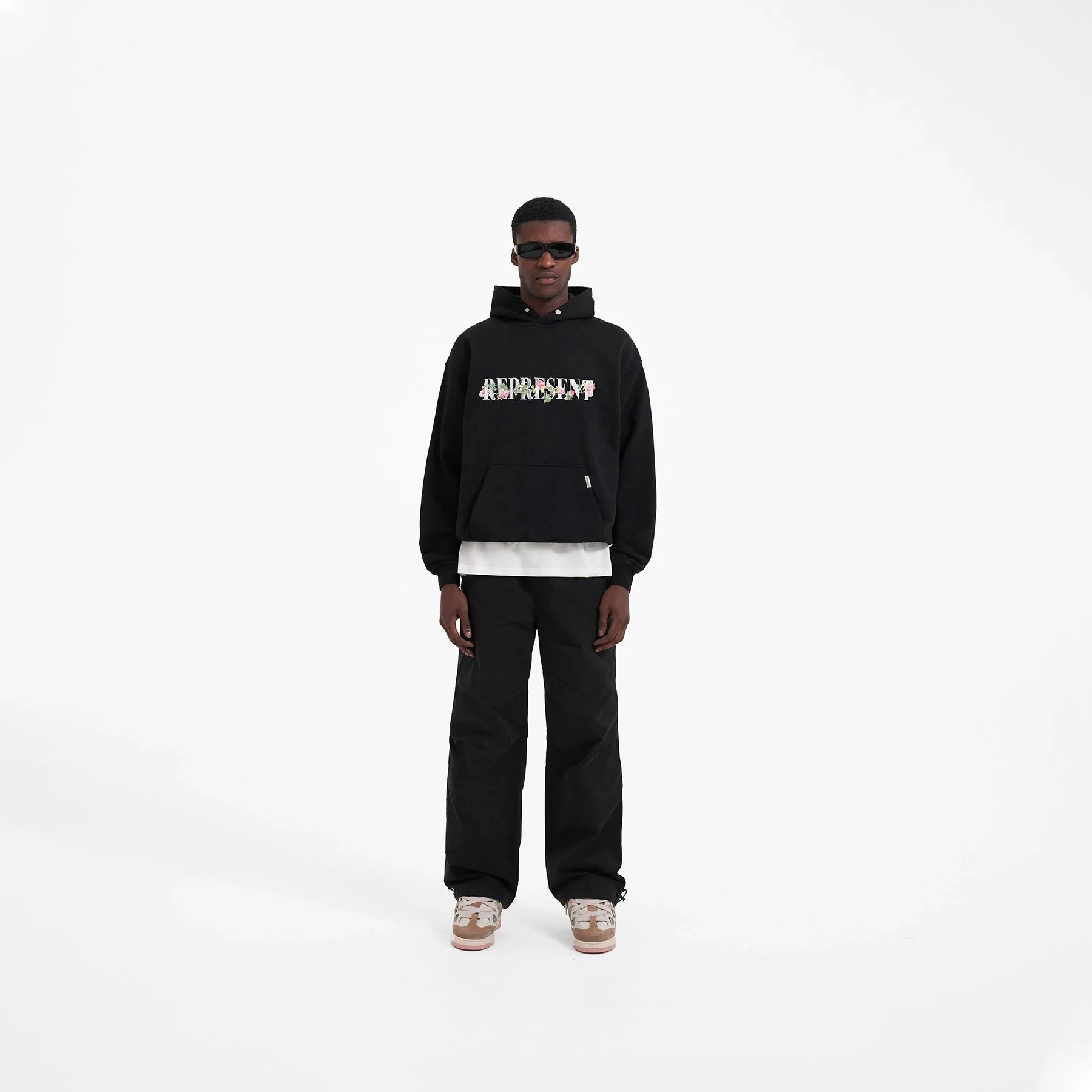 Represent Floral Print Hoodie Black - Gallery Image 3 - Detailed View