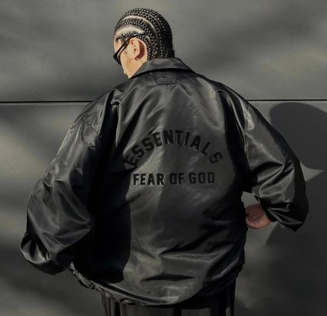Streetwear Essentials Letter Print Windbreaker Jacket Ebony Black - Gallery Image 5 - Detailed View