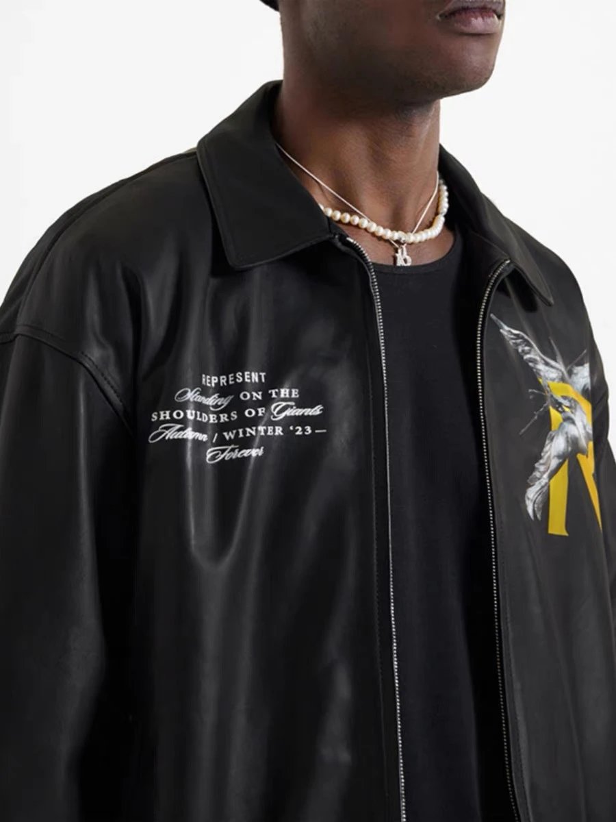 Represent Leather Jacket Black - Gallery Image 2 - Detailed View