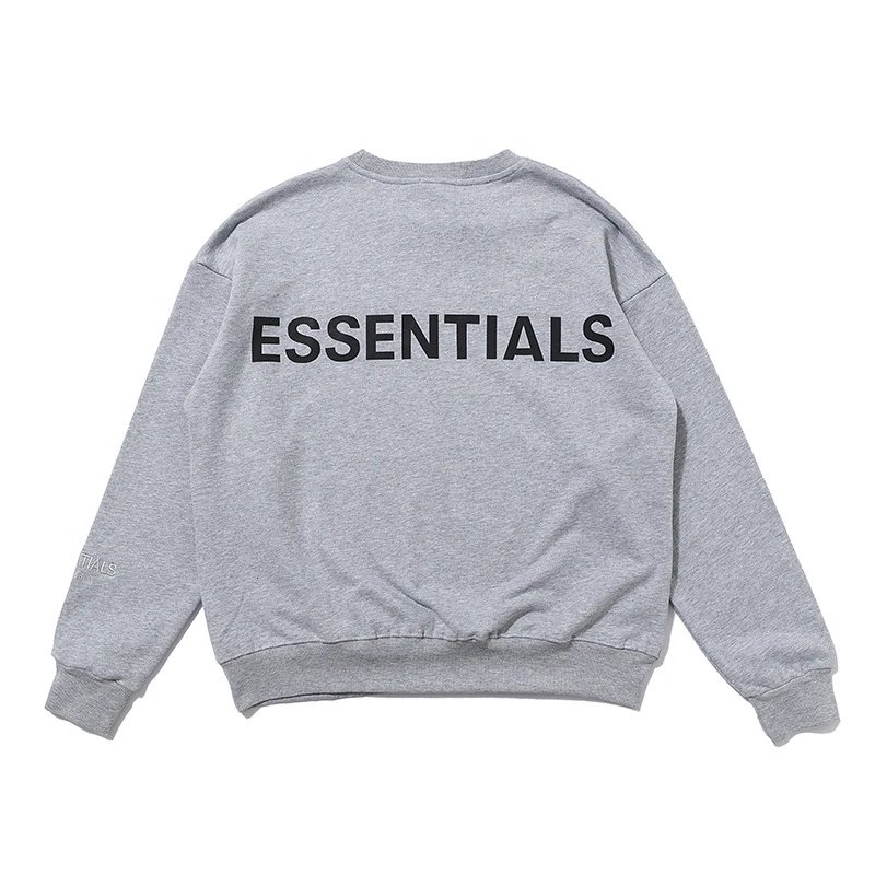 Streetwear Reflective Lettering Crewneck Sweatshirt Unisex Ash Grey - Essentials - Cnfans - $31.94