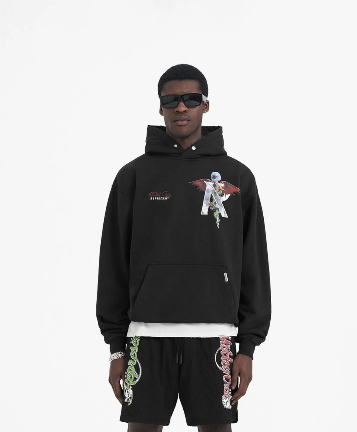 REPRESENT Dragon Print Hoodie Black - Gallery Image 2 - Detailed View