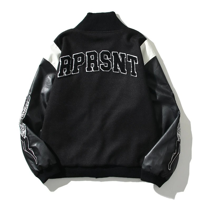 REPRESENT Tiger Embroidered Varsity Jacket Black - Gallery Image 4 - Detailed View