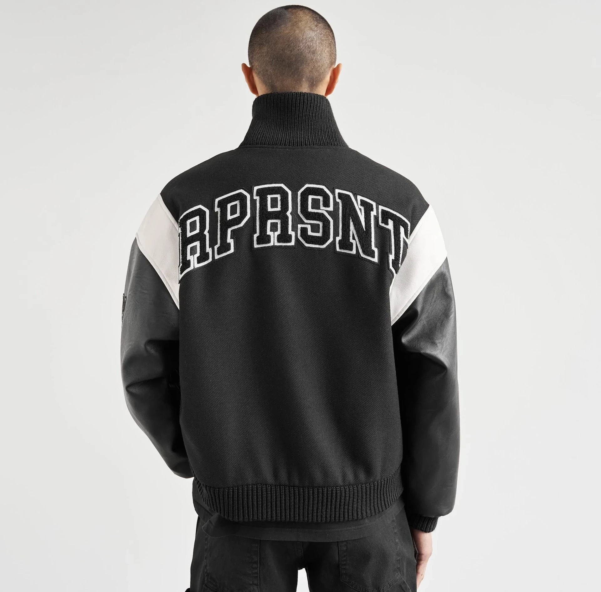 REPRESENT Tiger Embroidered Varsity Jacket Black - Gallery Image 3 - Detailed View