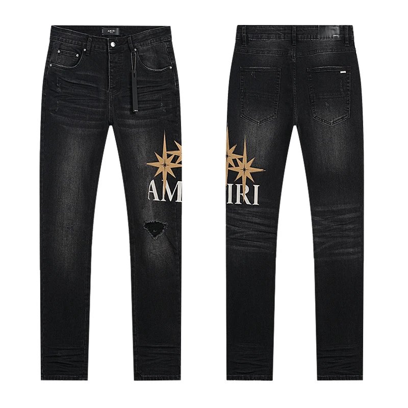 Amiri Embroidered Distressed Jeans Multicolor - Gallery Image 2 - Detailed View