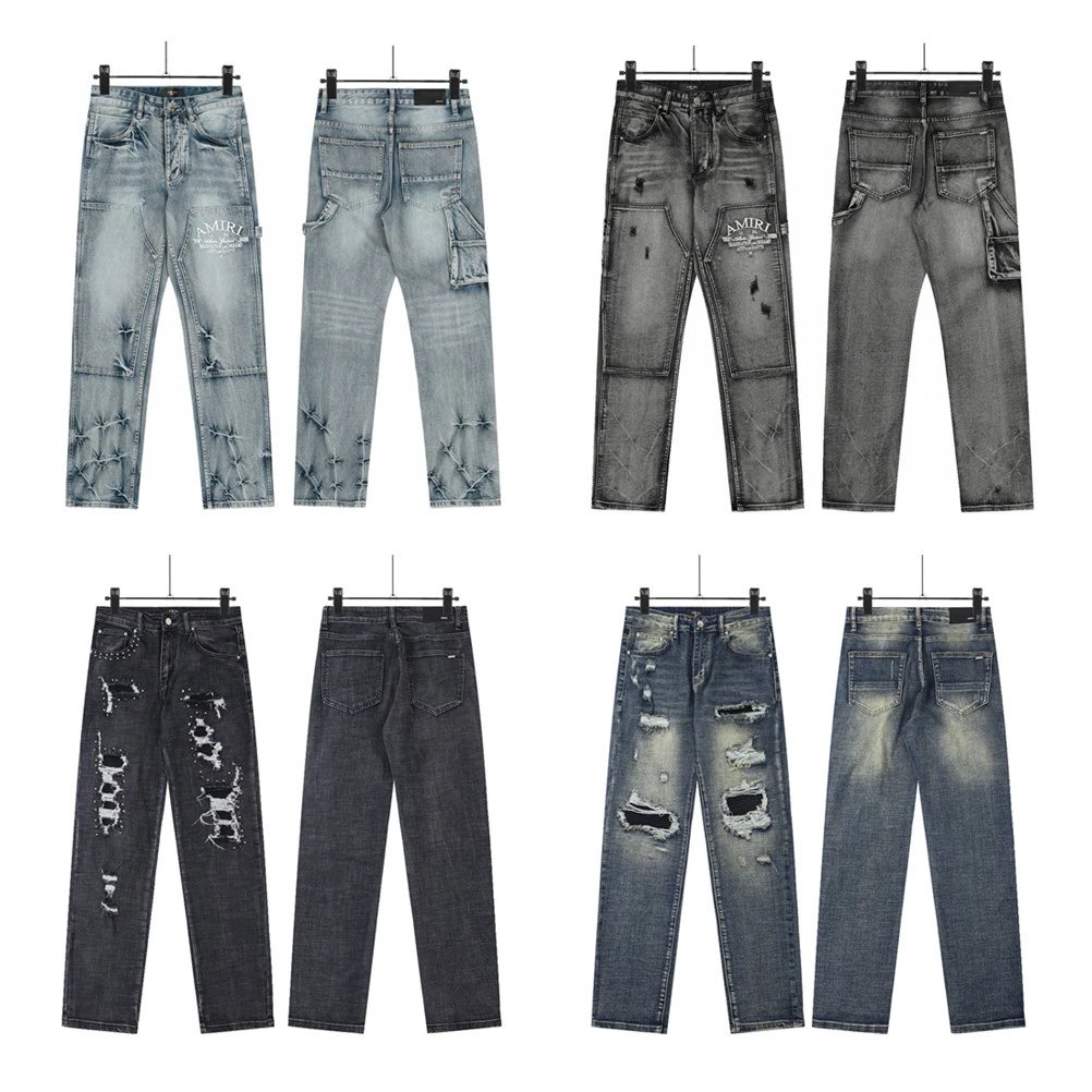 Amiri Embroidered Distressed Jeans - Gallery Image 3 - Detailed View