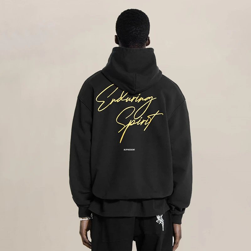Represent Retro Art Hoodie Black - Gallery Image 3 - Detailed View