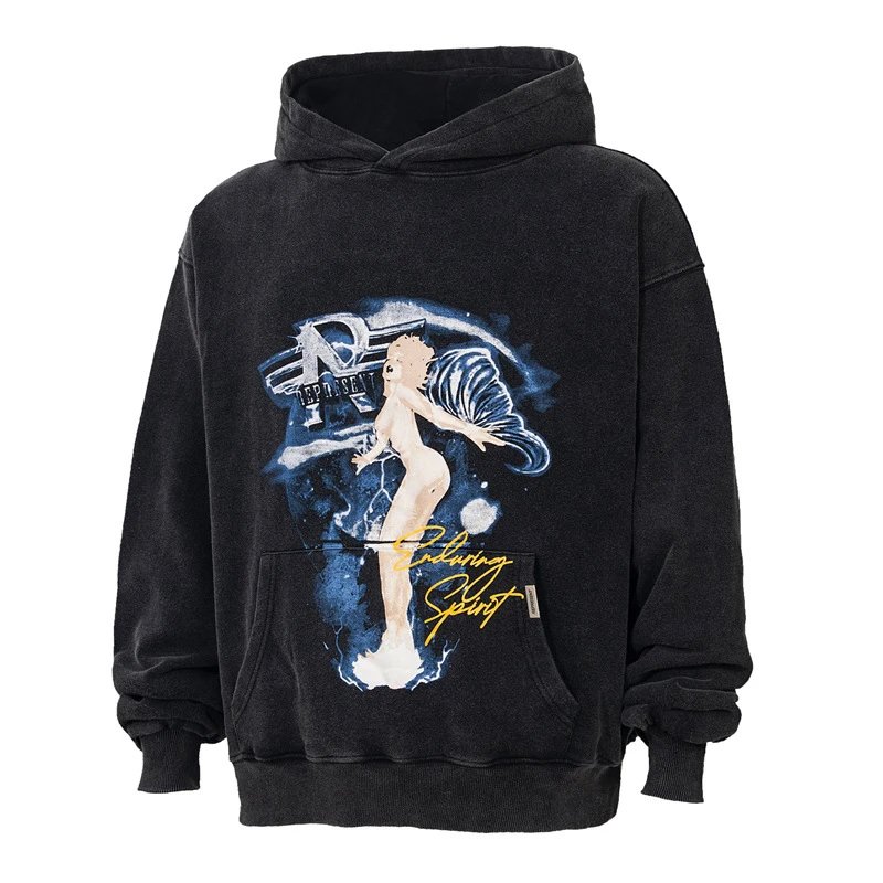 Represent Retro Art Hoodie Black - Gallery Image 5 - Detailed View