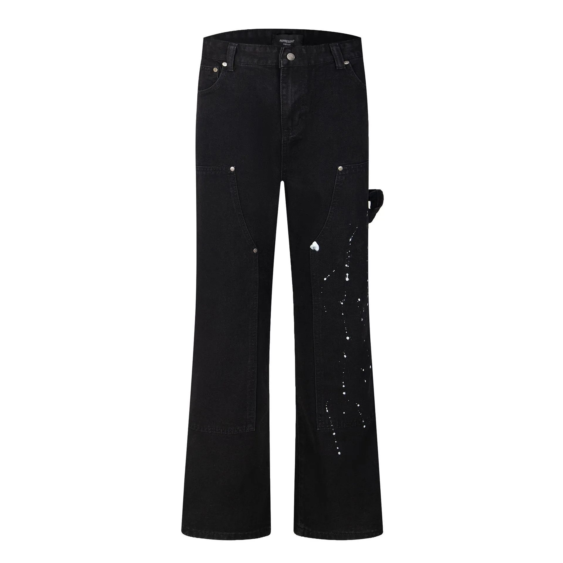 Represent Splash Denim Pants Black - Gallery Image 4 - Detailed View