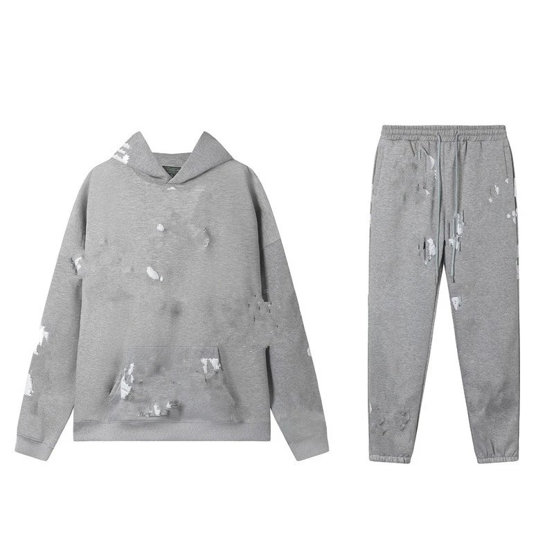 Distressed Cotton Hoodie Set Midnight Navy - Gallery Image 4 - Detailed View