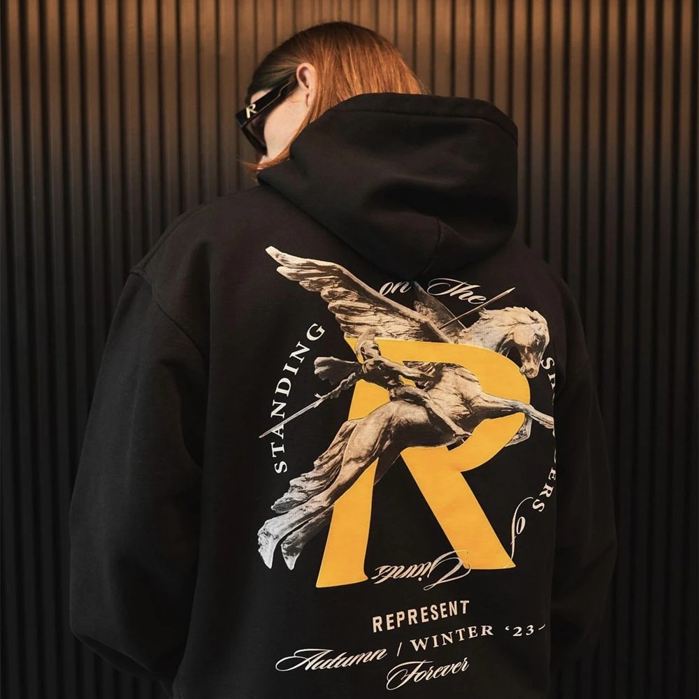 Represent Pegasus Hoodie Black - Gallery Image 3 - Detailed View