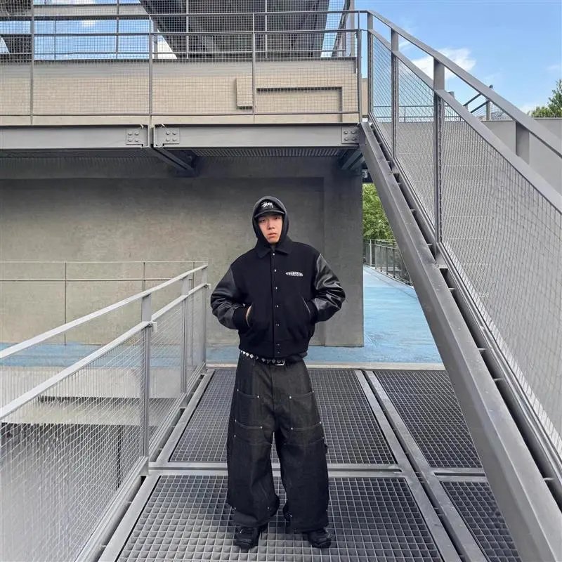 StuStussy Varsity Jacket Black - Gallery Image 3 - Detailed View