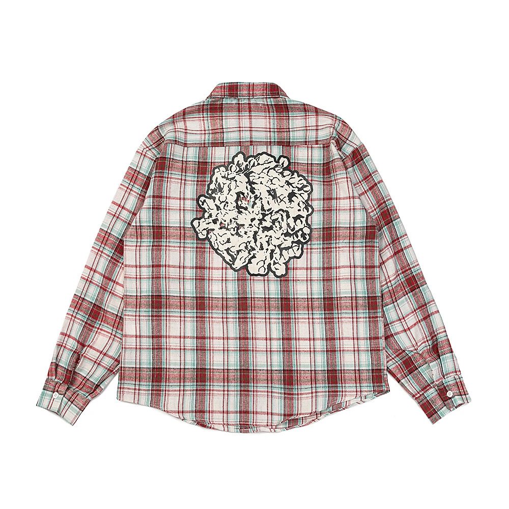 Plaid Cotton Shirt Unisex Scarlet - Gallery Image 1 - Detailed View