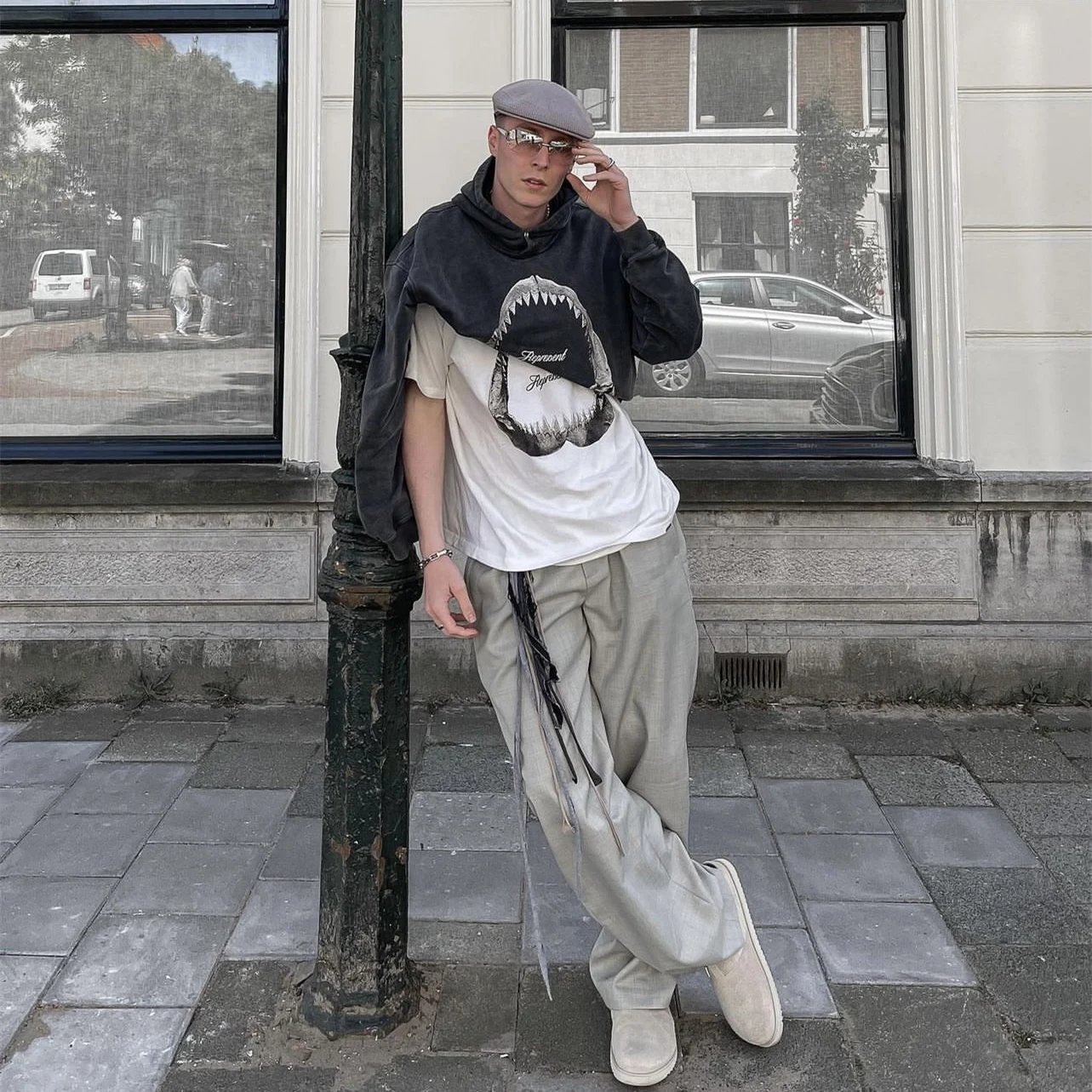 Represent Shark Teeth Hoodie Black - Gallery Image 3 - Detailed View