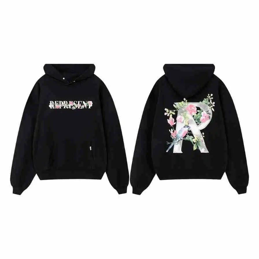 Represent Floral Print Hoodie Black - High Quality Product Image - Cnfans