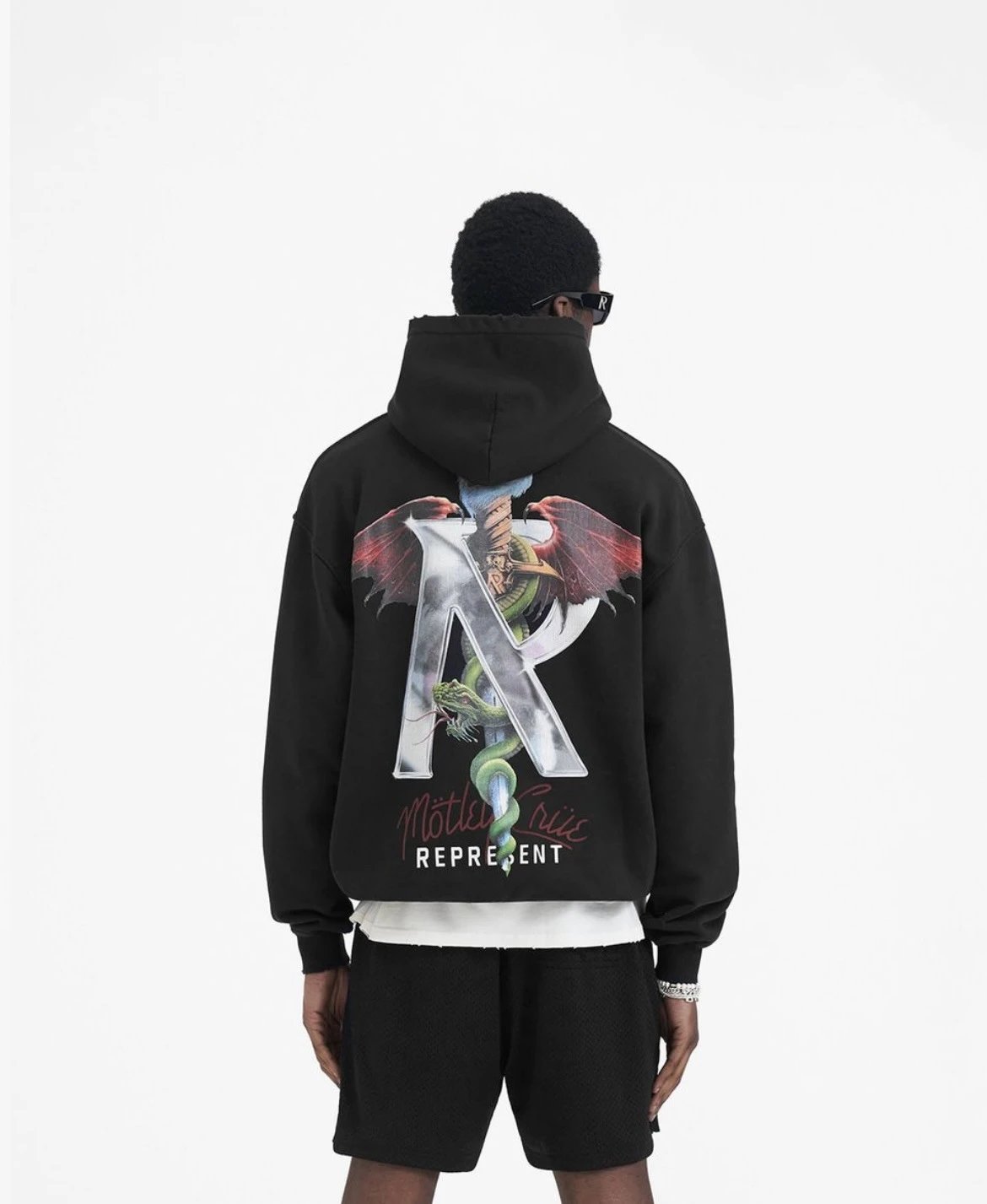 REPRESENT Dragon Print Hoodie Black - Gallery Image 3 - Detailed View