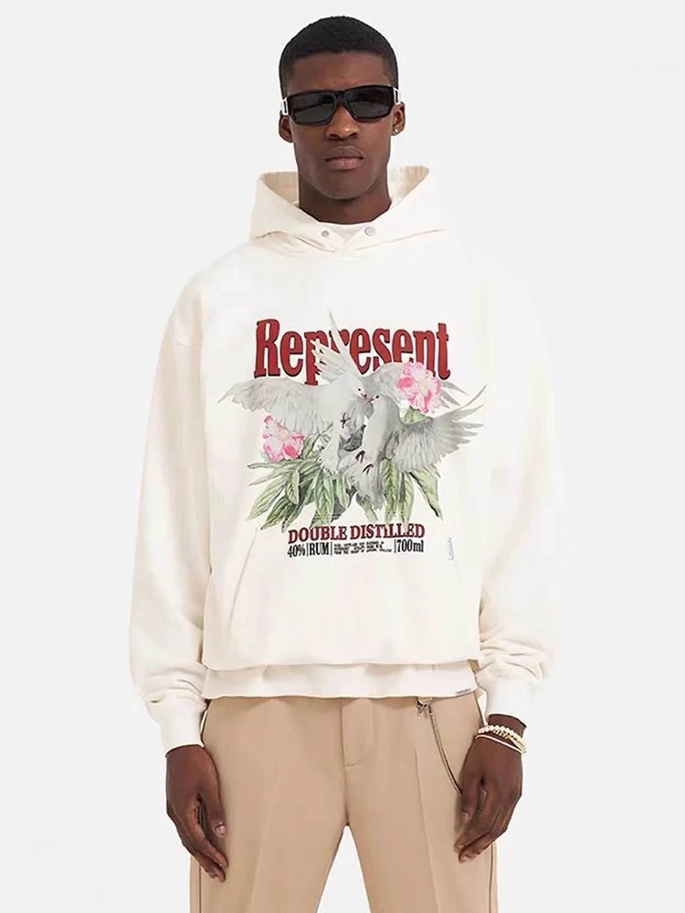 Represent Peace Dove Hoodie Black/White - Gallery Image 3 - Detailed View